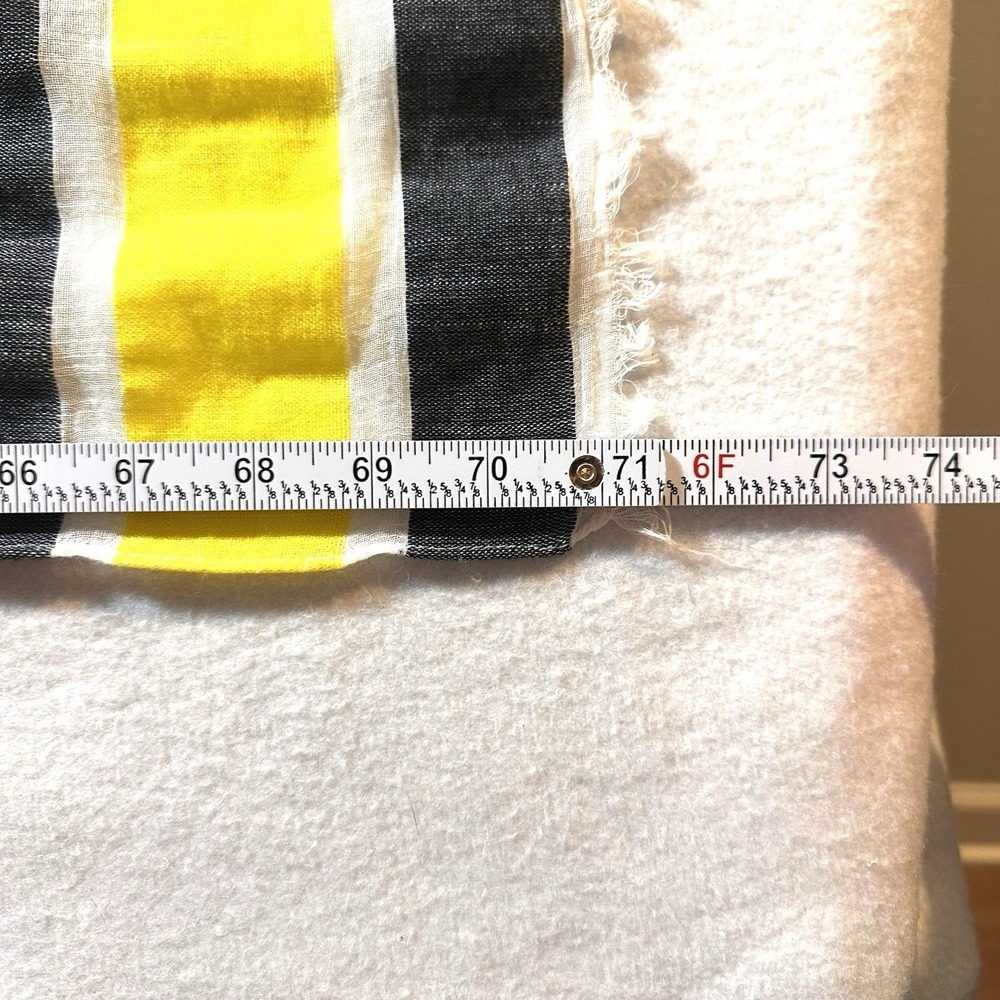 Banana Republic 71" X 35" Yellow Gray Stripe Scarf‎ Tassel Fringe Linen Feel - Picture 6 of 6